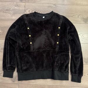 Latched Mama Black Fleece Maternity Sweater Pullover Top Nursing Access Size XS